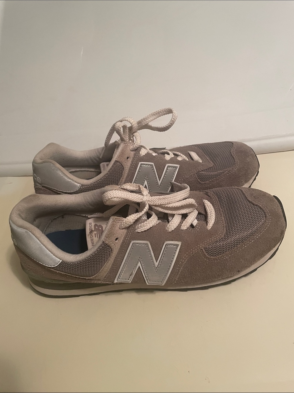 New Balance Men’s 574 Core Gray and white sneakers